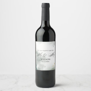 Black and White Abstrakt Mr. & Mrs. Wedding Weinetikett