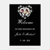 Black and White Acrylic Wedding Welcome Sign Acrylschild (Vorderseite)
