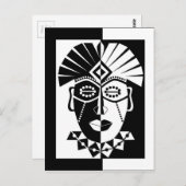 Black and white African mask Postkarte (Vorne/Hinten)