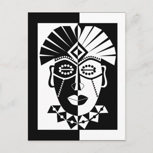 Black and white African mask Postkarte (Vorderseite)