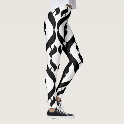 Black and White Aleph Symbol Reflection Leggings (Rechts)