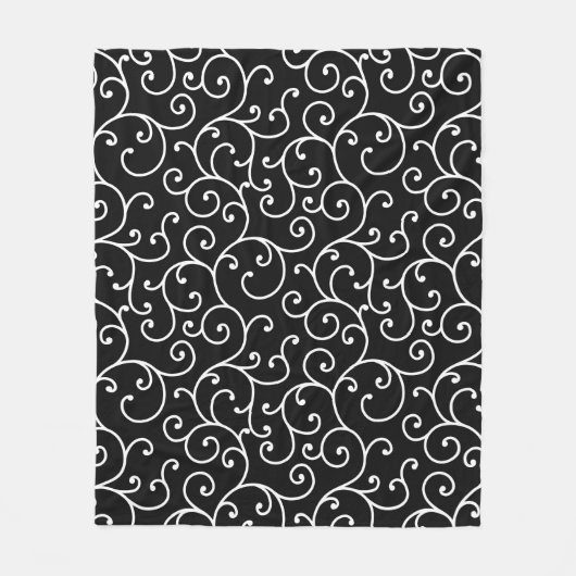 Black and White allover seamless scroll designpatt Fleecedecke (Vorderseite)