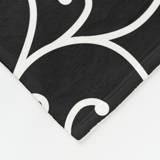 Black and White allover seamless scroll designpatt Fleecedecke (Ecke)