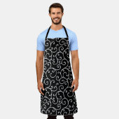 Black and White allover seamless scroll designpatt Schürze (Getragen)