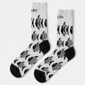 Black And White Angel Fish Design Personalised Socken (Linkes Detail)