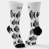 Black And White Angel Fish Design Personalised Socken (Gewinkelt)