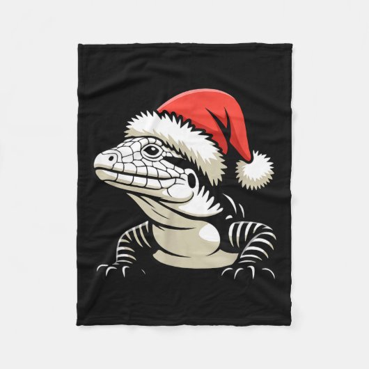 Black And White Argentine Tegu Christmas Ugly Xmas Fleecedecke (Vorderseite)
