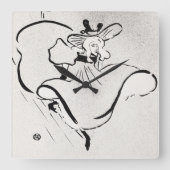 Black and White Art Jane Avril von Toulouse Lautre Quadratische Wanduhr (Vorderseite)