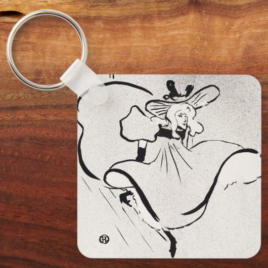 Black and White Art Jane Avril von Toulouse Lautre Schlüsselanhänger (Vorderseite)