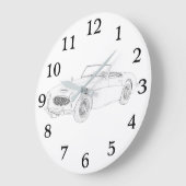 Black and White Austin Healey British Sports Car Große Wanduhr (Winkel)