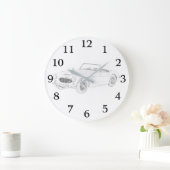 Black and White Austin Healey British Sports Car Große Wanduhr (Zuhause)