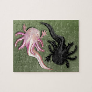 Black and White Axolotls Art Puzzle
