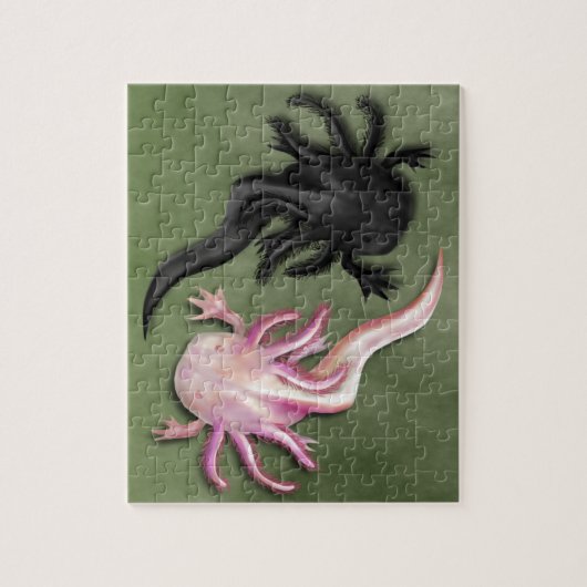 Black and White Axolotls Art Puzzle (Vertikal)