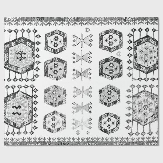 Black and White Aztec Shape Pattern Geschenkpapier (Flach)