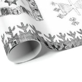Black and White Aztec Shape Pattern Geschenkpapier (Rolleneckpunkt)