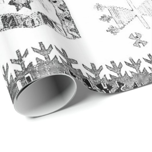 Black and White Aztec Shape Pattern Geschenkpapier (Rolleneckpunkt)