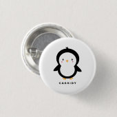 Black and White Baby Pinguin Kinder Personalisiert Button (Vorne & Hinten)