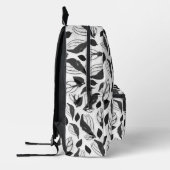 Black and White Basil Leaf Pattern Bedruckter Rucksack (Links)