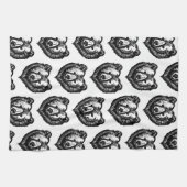 Black and White Bear's Face Ink Drawing Geschirrtuch (Horizontal)
