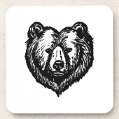 Black and White Bear's Face Ink Drawing Getränkeuntersetzer (Vorderseite)