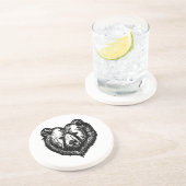 Black and White Bear's Face Ink Drawing Getränkeuntersetzer (Seite)