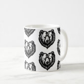 Black and White Bear's Face Ink Drawing Kaffeetasse (VorderseiteRechts)