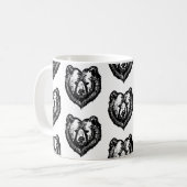 Black and White Bear's Face Ink Drawing Kaffeetasse (Vorderseite Links)