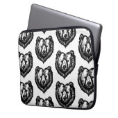 Black and White Bear's Face Ink Drawing Laptopschutzhülle (Vorderseite Links)