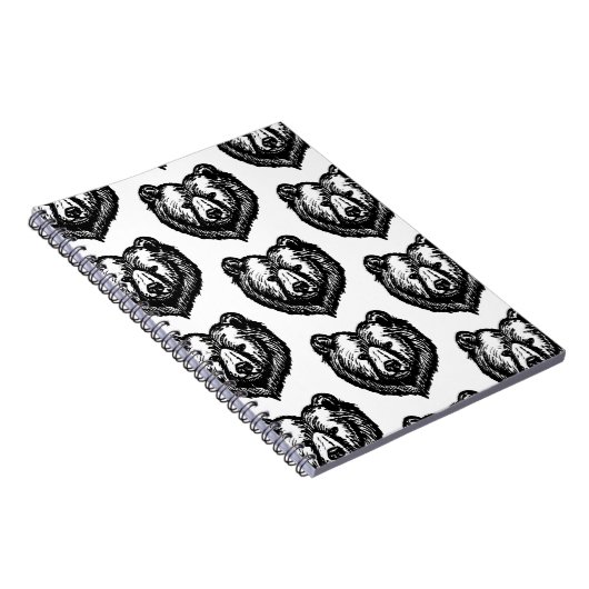 Black and White Bear's Face Ink Drawing Notizblock (Rechte Seite)