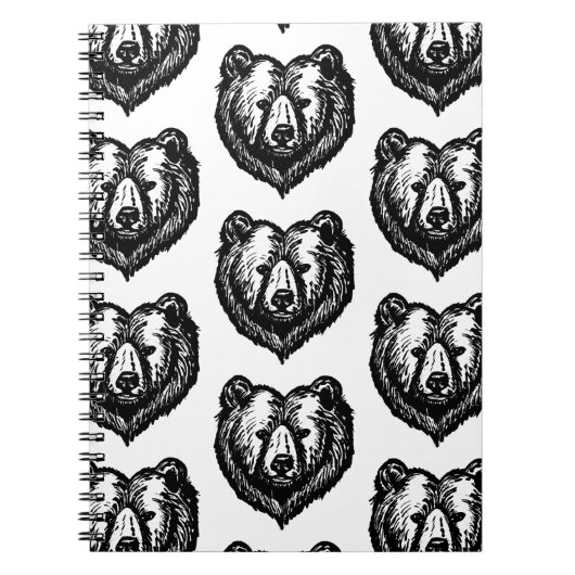 Black and White Bear's Face Ink Drawing Notizblock (Vorderseite)
