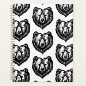 Black and White Bear's Face Ink Drawing Planer (Vorderseite)
