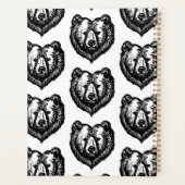 Black and White Bear's Face Ink Drawing Planer (Rückseite)