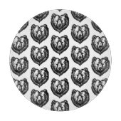 Black and White Bear's Face Ink Drawing Schneidebrett (Vorderseite)