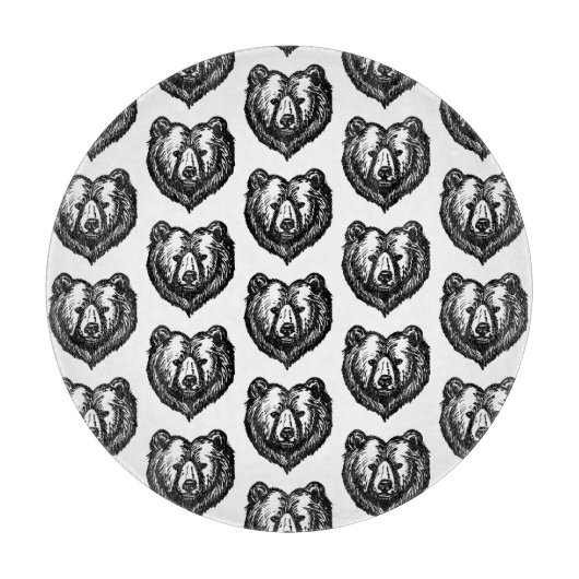 Black and White Bear's Face Ink Drawing Schneidebrett (Vorderseite)