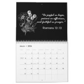 BLACK AND WHITE BLUME ART LINIE BIBLE VERSE KALENDER (Mär 2026)