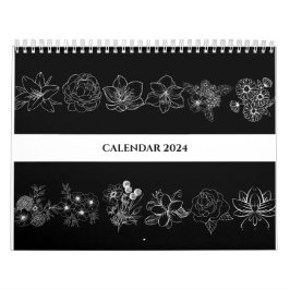BLACK AND WHITE BLUME ART LINIE BIBLE VERSE KALENDER