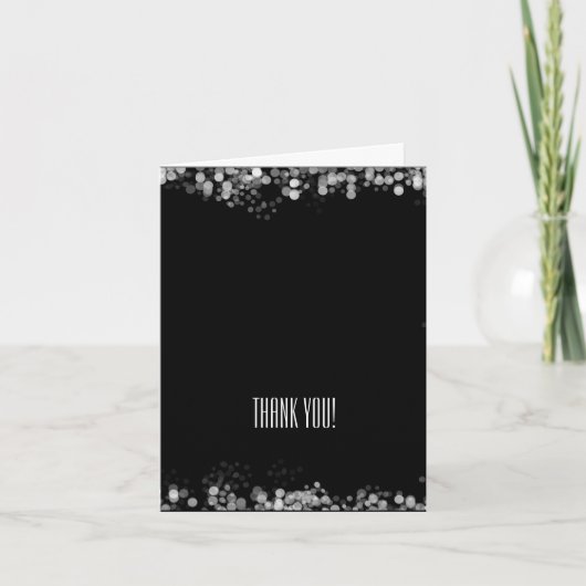 Black and White Bokeh Vielen Dank Dankeskarte (Vorderseite)