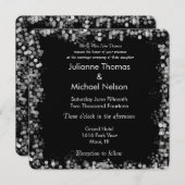 Black and White Bokeh Wedding Einladung (Vorne/Hinten)