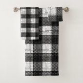 Black and White Bold Checkered Plaid Design Badhandtuch Set (Insitu)
