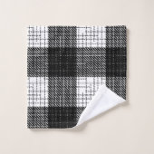 Black and White Bold Checkered Plaid Design Badhandtuch Set (Waschlappen)