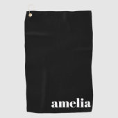 Black and White Bold Typography Personalized Name Golfhandtuch (Vorderseite)