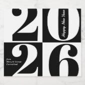 Black and White Bold Year Blocks New Year Party Schaumweinetikett (Einzelnes Label)