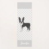 Black and White Boston Terrier Cartoon Dog & Name Yogamatte (Vorderseite)