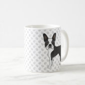 Black and White Boston Terrier Cartoon Dog & Paws Kaffeetasse (VorderseiteRechts)