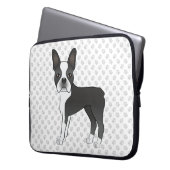Black and White Boston Terrier Cartoon Dog & Paws Laptopschutzhülle (Vorderseite Links)