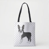 Black and White Boston Terrier Cartoon Dog & Paws Tasche (Vorderseite)