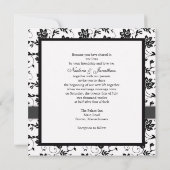 Black and White Bow Flower Wedding Invitation Einladung (Rückseite)