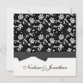 Black and White Bow Flower Wedding Invitation Einladung