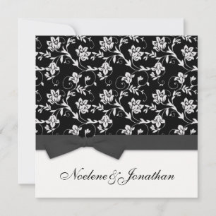 Black and White Bow Flower Wedding Invitation Einladung