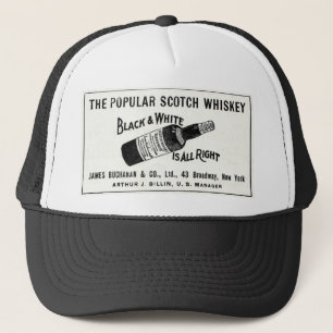 Black and White Buchanan Scotch Whiskey Cap Truckerkappe